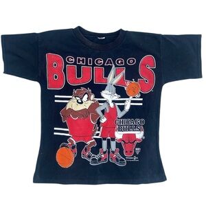 Vtg 1990s Chicago Bulls Tshirt Looney Tunes Kids Youth Size 10 Large 1994 Taz